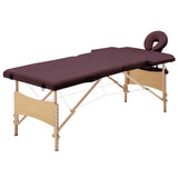 Vidaxl Massage Table Sammenfoldelig 2 zoner Wood Wine Paars