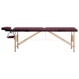 Vidaxl Mesa Massage Plegable 2 zonas Vino de madera PAARS