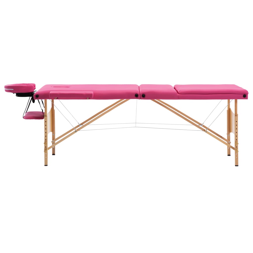 Vidaxl Massage Table Tableabsible 3 Zonen Holz Pink