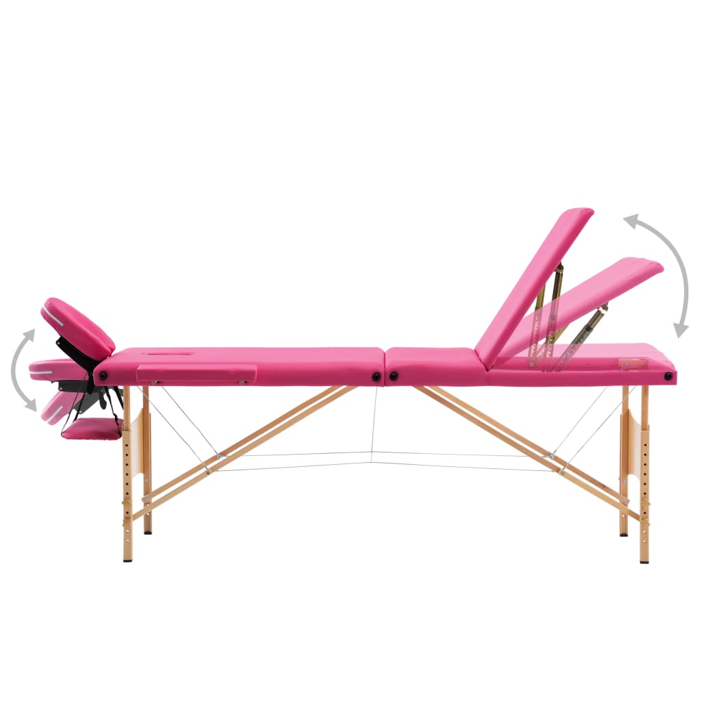 Vidaxl Massage Table Tableabsible 3 Zonen Holz Pink