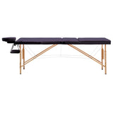 Vidaxl Massage table Collapsible 3 Zones Wood Purple