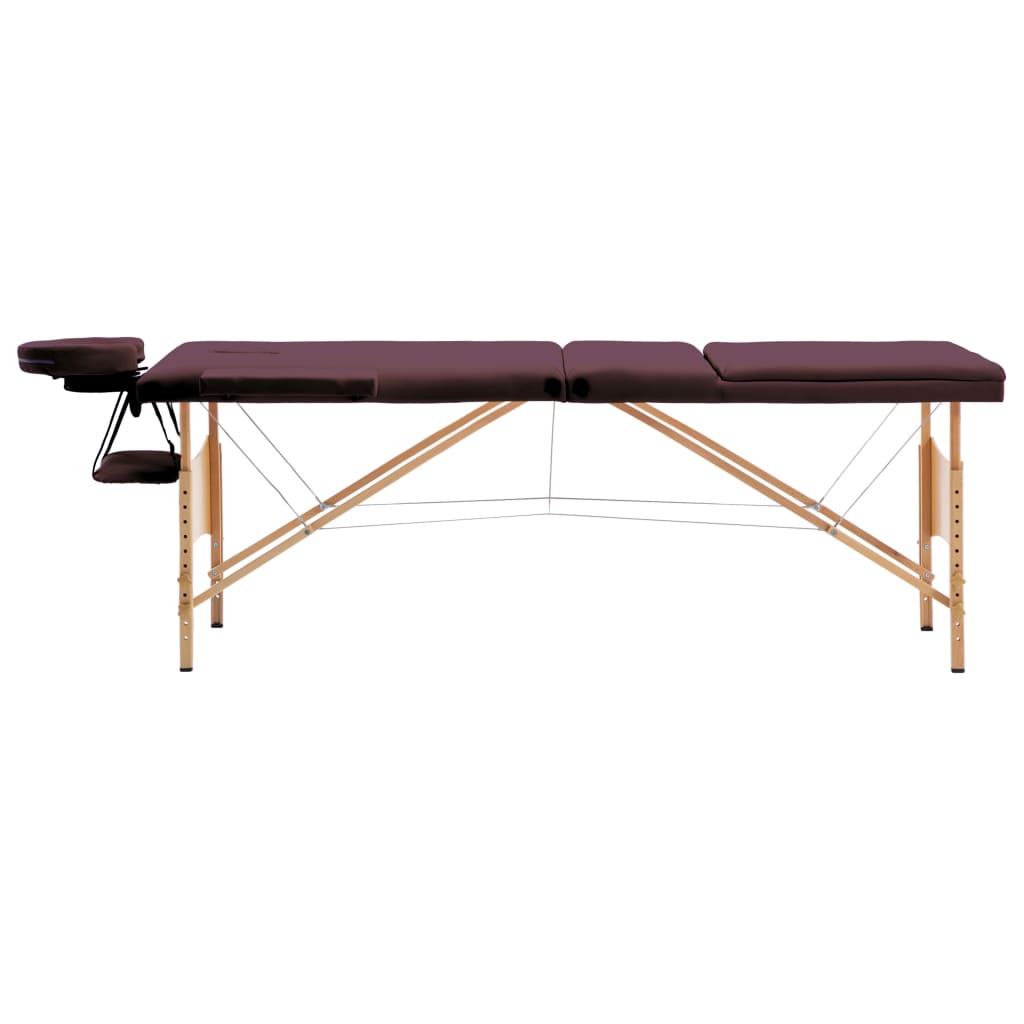 Vidaxl Massage Table Crollabile 3 zone Vino in legno Paar