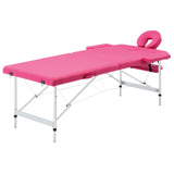 Vidaxl Massage Tabell fällt 2 Zonen Aluminium rosa