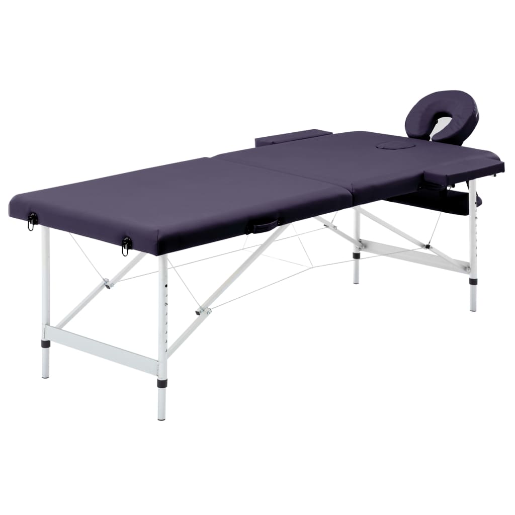 Vidaxl Massage Table Sammenfoldelig 2 zoner Aluminium lilla