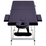 Vidaxl Massage table Collapsible 2 Zones Aluminum Purple