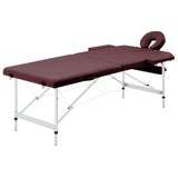 Table de massage vidaxl pliable 2 zones Wine en aluminium violet