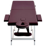 Vidaxl Massage Table Colpoble 2 zone Vino in alluminio viola