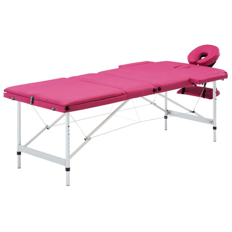 VIDAXL -Massage -Tabelle Zusammenklappbare 3 Zonen Aluminiumrosa