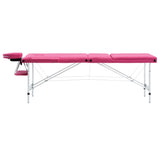 Vidaxl Massage table Collapsible 3 Zones Aluminum Pink