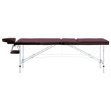 Vidaxl massagetafel inklapbaar 3 zones aluminum wijnpaars