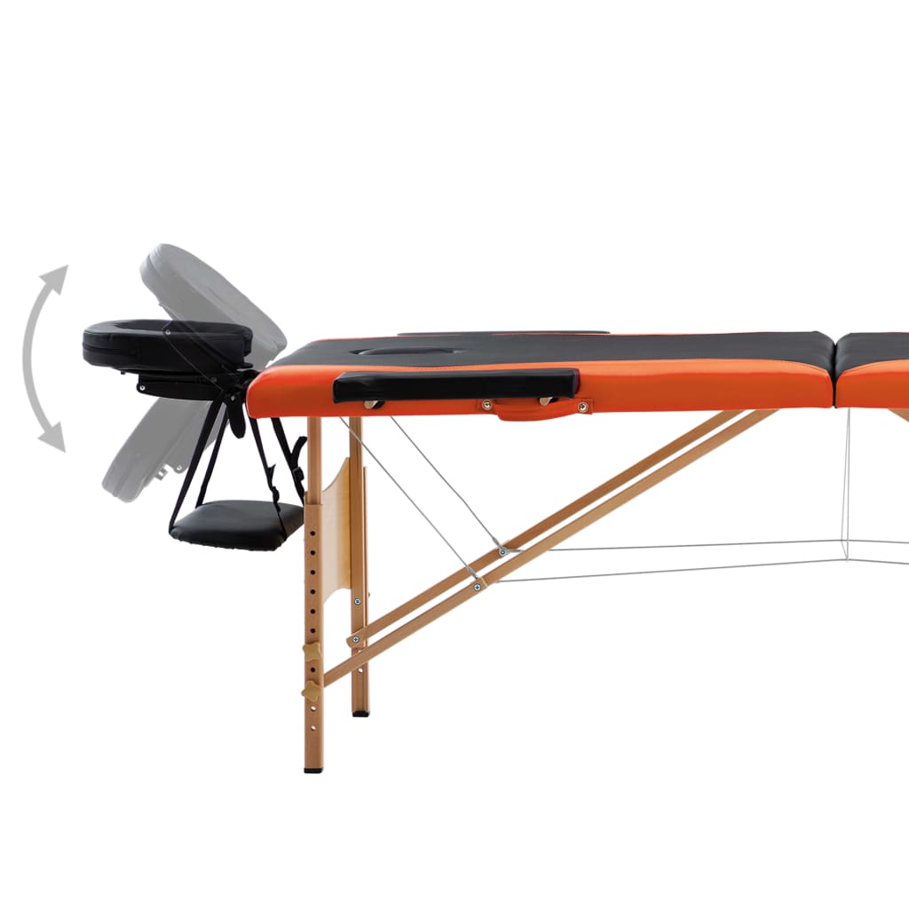 Vidaxl Massage Table Sammenfoldelig 2 zoner Træ sort og orange