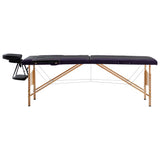 Vidaxl Massage table Collapsible 2 Zones Wood Black