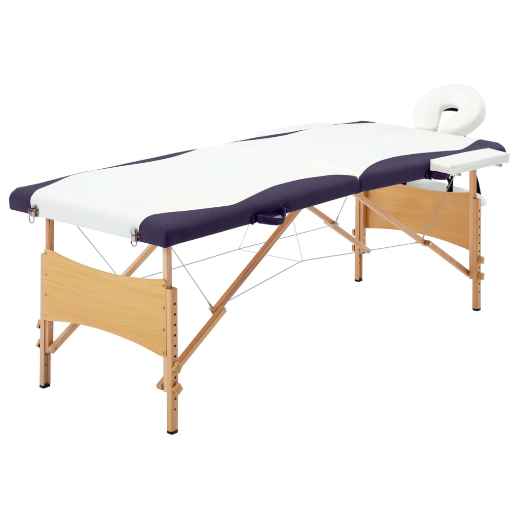 Vidaxl Massage Table Colpobile 2 zone Bianco e viola