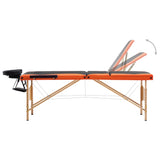 Vidaxl Mesa Massage Plegable 3 zonas de madera Negro y naranja