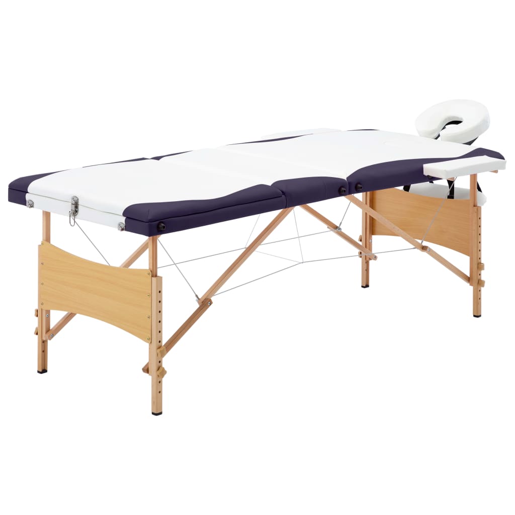 Vidaxl Massage Table Colpobile 3 zone Bianco e viola