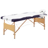 Vidaxl Massage Table Tableable 3 Zonen Holz wäiss a purpur