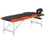 Vidaxl Massage Table Colppecible 2 zone in alluminio nero e arancione