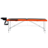 Vidaxl Massasjebord sammenleggbar 2 soner Aluminium Svart og oransje