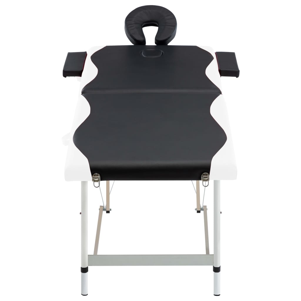 Table de massage vidaxl pliable 2 zones en aluminium noir et blanc