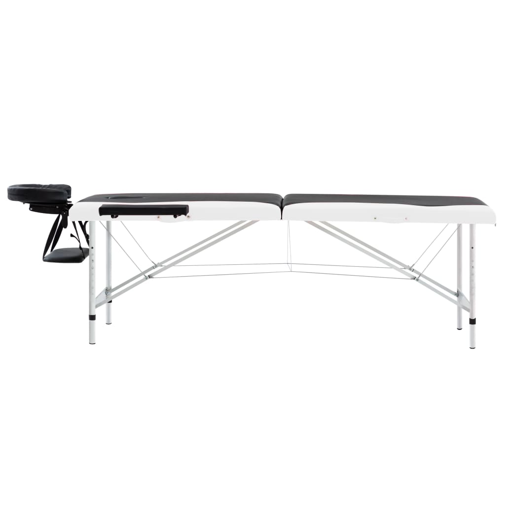 Vidaxl Massage table Collapsible 2 Zones Aluminum Black and White