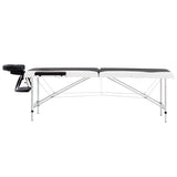 Vidaxl Massage Table Tableablesable 2 Zonen Aluminium schwaarz a wäiss