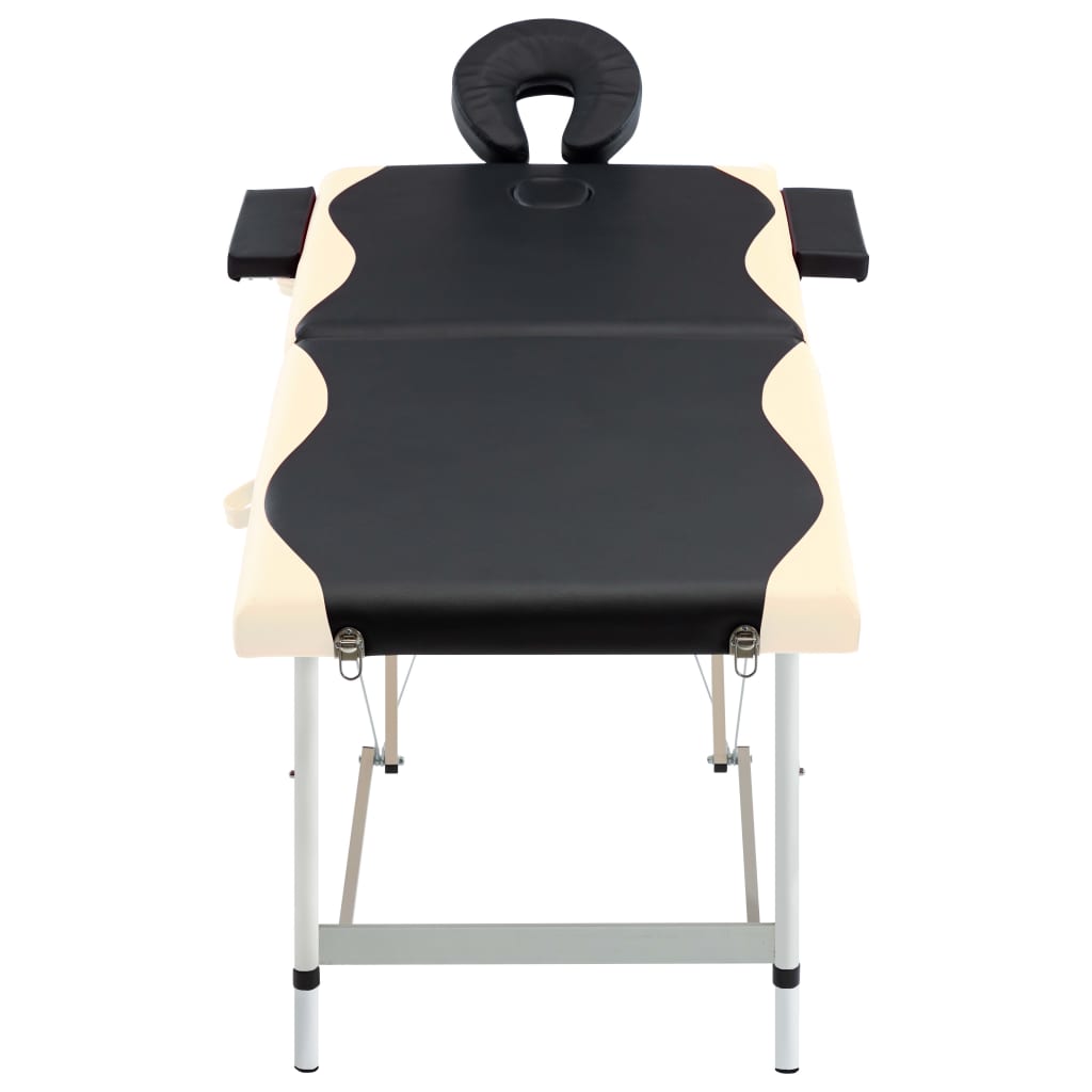 Vidaxl Massage Table Collapsible 2 Zones Aluminium Black and Beige