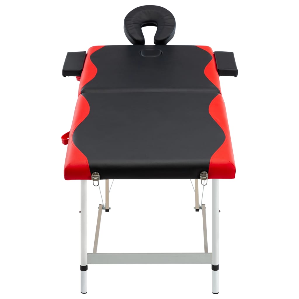 Vidaxl Mesa Massage Plegable 2 zonas de aluminio negro y rojo