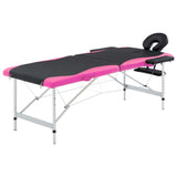 Vidaxl Massage Table Colpottibile 2 zone in alluminio nero e rosa