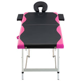 Vidaxl massagetafel inklapbaar 2 zones aluminium zwart en roze