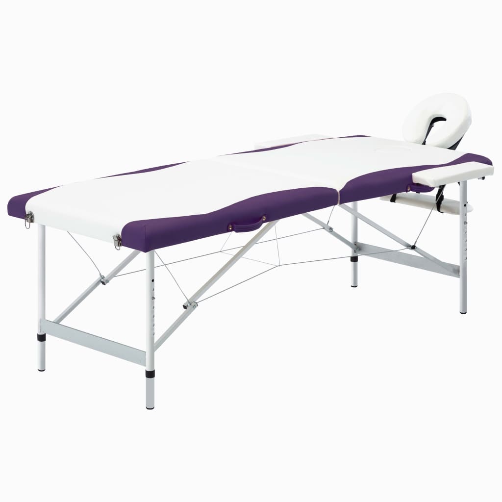 Vidaxl Massage Table Table Collectibsable 2 Zonen Aluminium wäiss a purpur