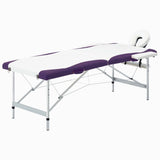 Vidaxl Massage Table Sammenfoldelig 2 zoner Aluminium Hvid og lilla