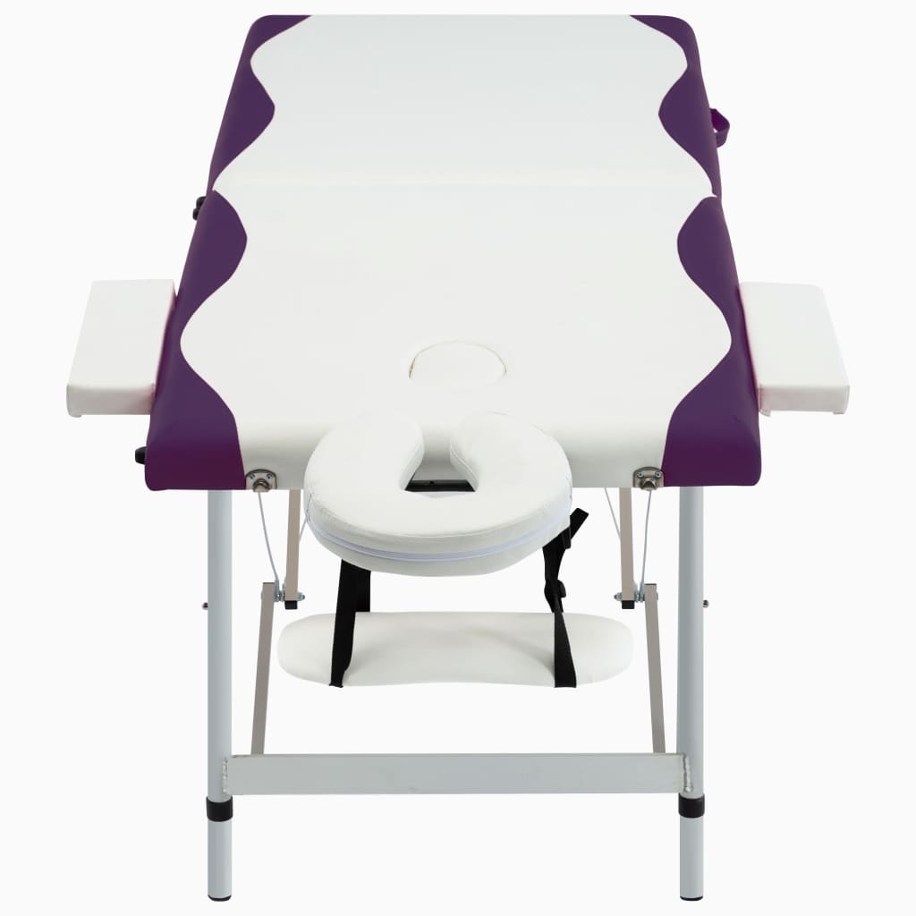 Vidaxl Massage Table Colpobile 2 zone in alluminio bianco e viola