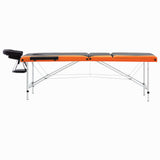 Vidaxl Massage Table Colppecible 3 zone in alluminio nero e arancione