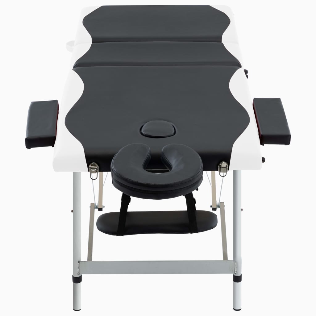 Vidaxl Massage Table Sammenfoldelig 3 zoner Aluminium Sort og hvid