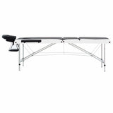 Vidaxl Mesa Massage Plegable 3 zonas de aluminio en blanco y negro