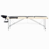 Vidaxl Massage Table Collapsible 3 Zones Aluminium Black and Beige