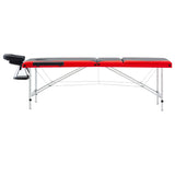 Vidaxl massagetafel inklapbaar 3 zones aluminium zwart en rood