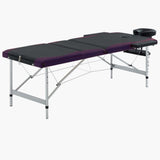 Vidaxl Mesa Massage Plegable 3 zonas de aluminio negro y morado