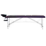 Vidaxl Massage Table Tableable 3 Zonen Aluminium schwaarz a purpur