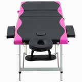 Vidaxl Massage table Collapsible 3 Zones Aluminum Black and Pink