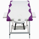 Table de massage vidaxl pliable 3 zones en aluminium blanc et violet