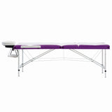 Vidaxl Massage Table Sammenfoldelig 3 zoner Aluminium Hvid og lilla