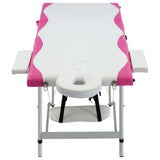 Vidaxl Massage Table Colppecible 3 zone in alluminio bianco e rosa