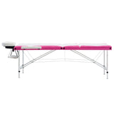 Vidaxl massasjebord sammenleggbar 3 soner aluminium hvit og rosa