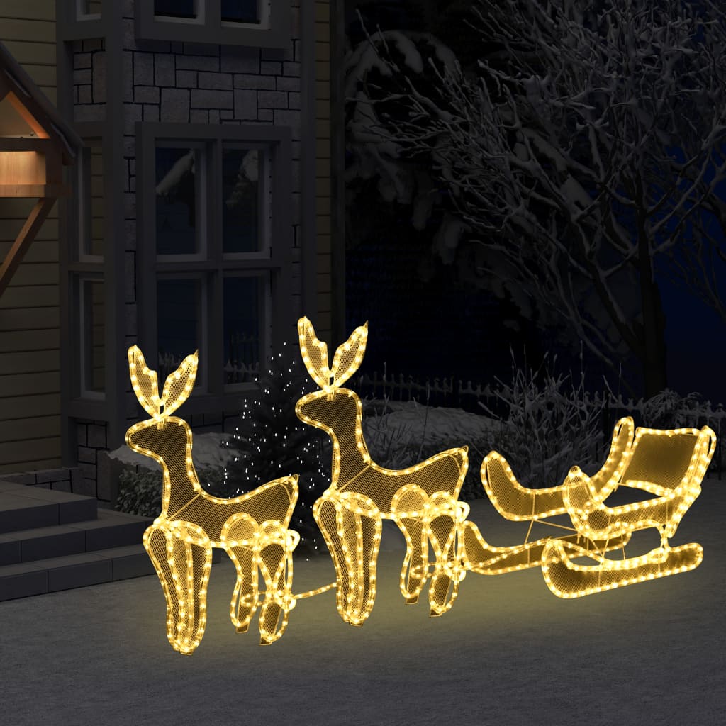 Vidaxl Christmas Lights 2 Reindeer och släde med Mesh 648 lysdioder