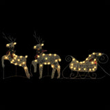 VidaXL Weihnachtsdekoration Rentier und Schlitten 60 LEDs goldfarben