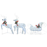 Vidaxl Weihnachtsdekoration Rentiere und Schlitten 60 LEDs Silberfarben