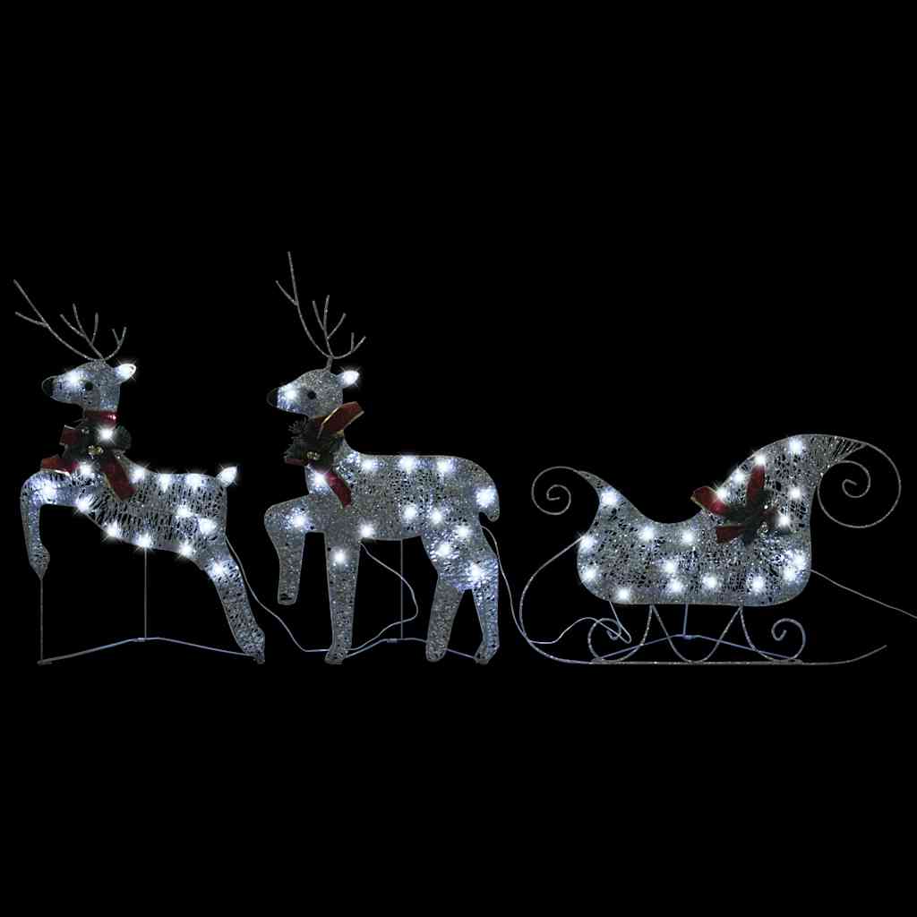 Vidaxl Christmas Decoration Reindeer og Sled 60 LEDs sølvfarget