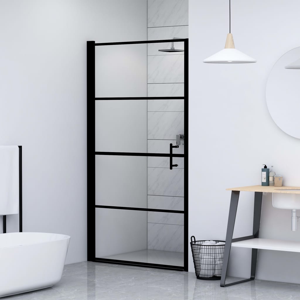 Vidaxl shower door 100x178 cm hardened glass black