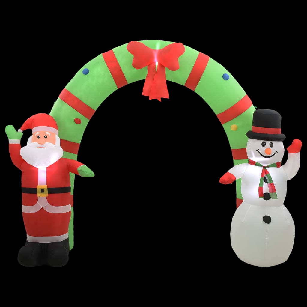 Arch de Navidad Vidaxl Santa Claus y Snowman inflable liderado 223 cm